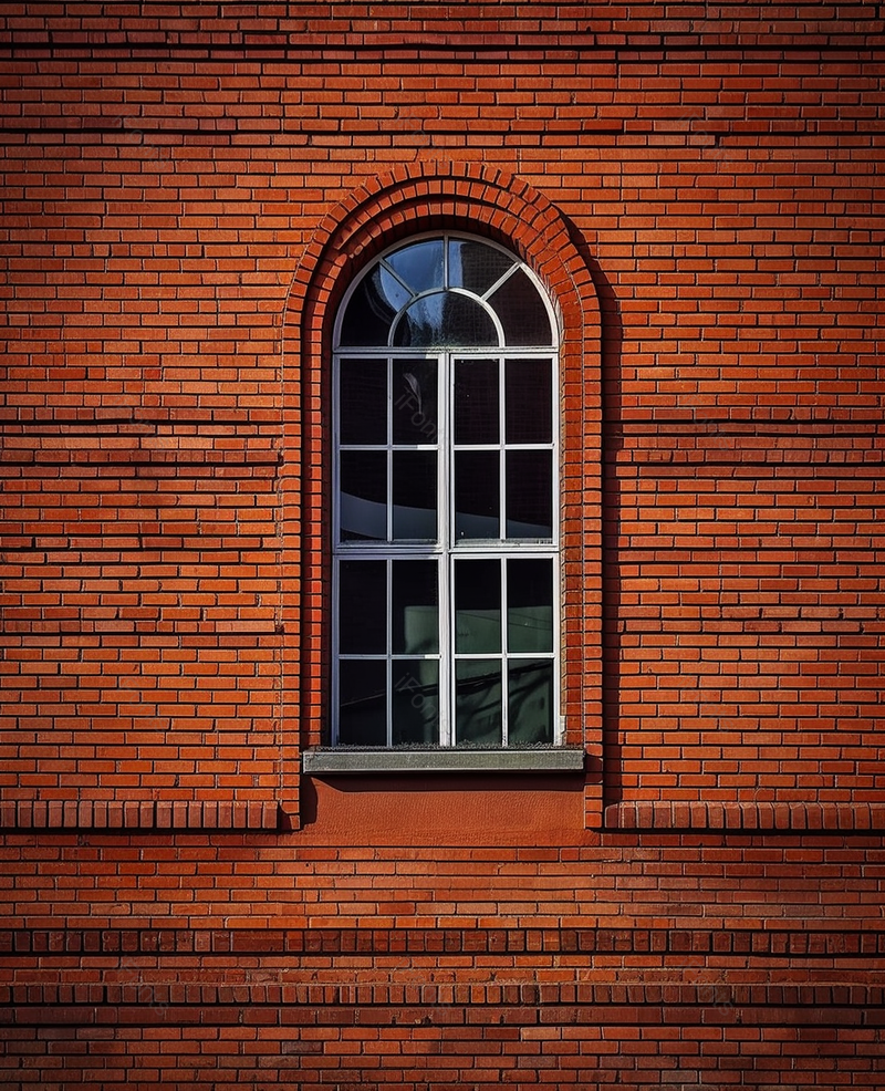 红砖墙上的古色古香的拱门木窗,高清,摄影图,摄影图片,图片大全,摄影图免费下载